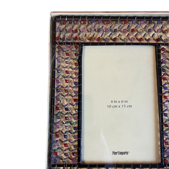 Pier 1 Imports 4 x 6 Photo Frame Vertical Tabletop Multicolor Beaded Rectangle - Picture 2 of 6